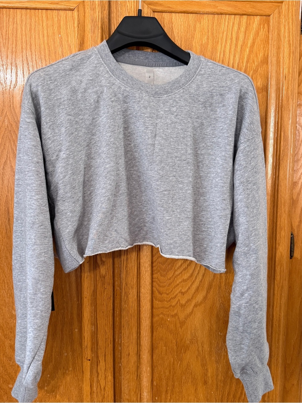 Aritzia Cropped Crewneck Sweatshirt - Gray 2
